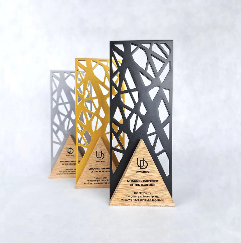 Reconocimiento modelo MESH - MDF color y Madera grabada